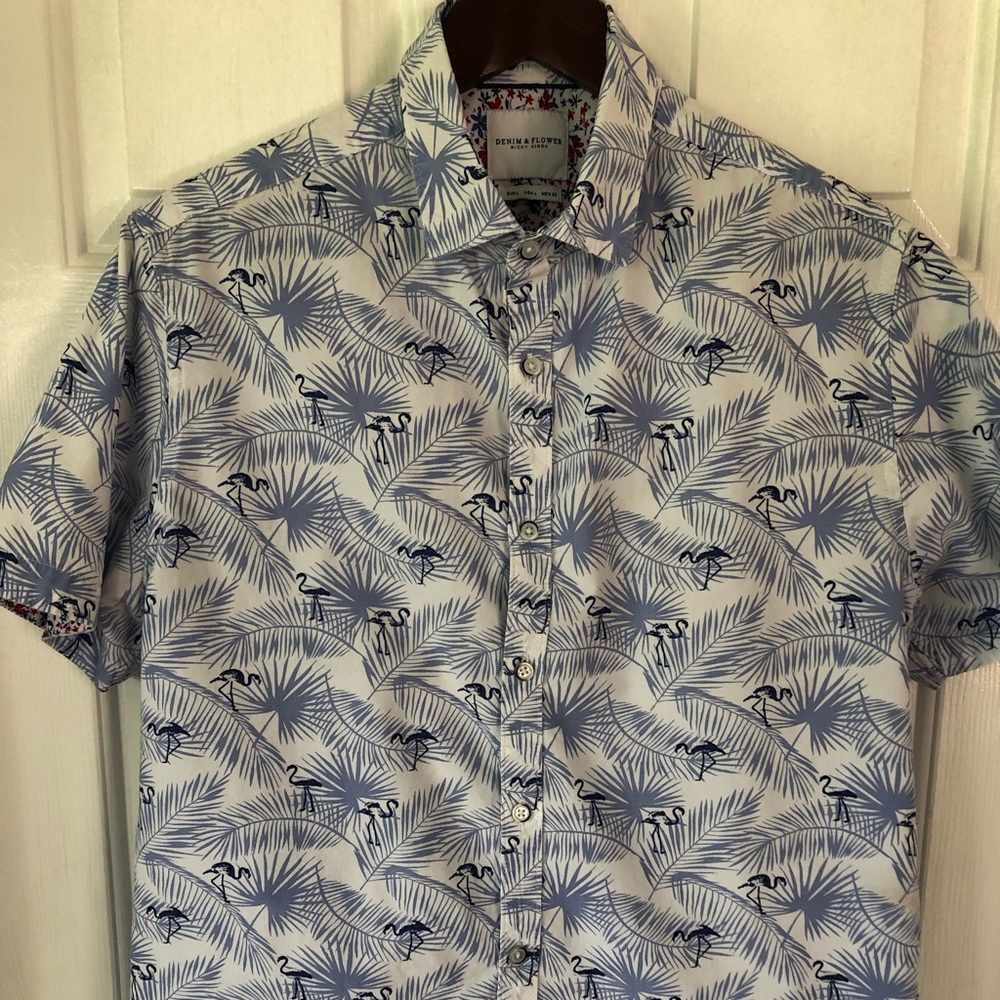 Denim & Flower short sleeved shirt.